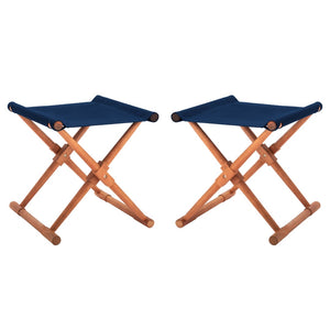 Safavieh BREANNE Outdoor Stool with Stylish Navy Upholstery - Perfect for Patios, Decks, and Lounging Areas Natural / Navy PAT7053B-SET2
