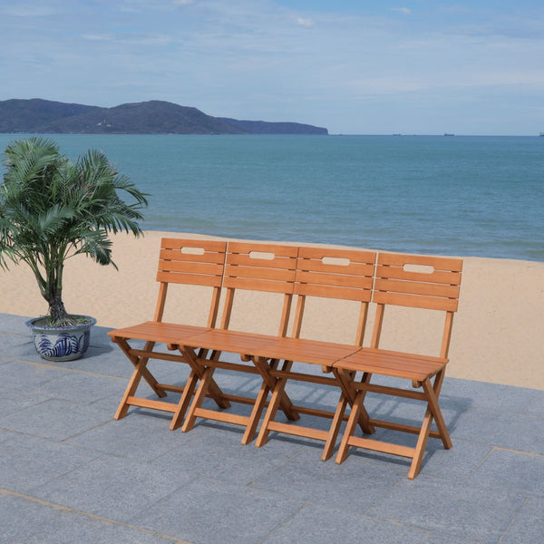 Safavieh BLISON Eucalyptus Folding Chairs – Stylish Natural Wood Design for Outdoor Dining & Entertaining PAT7057A-SET2