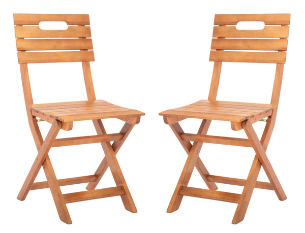 Safavieh BLISON Eucalyptus Folding Chairs – Stylish Natural Wood Design for Outdoor Dining & Entertaining PAT7057A-SET2