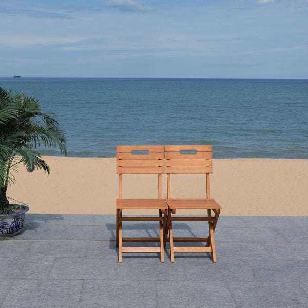 Safavieh BLISON Eucalyptus Folding Chairs – Stylish Natural Wood Design for Outdoor Dining & Entertaining PAT7057A-SET2