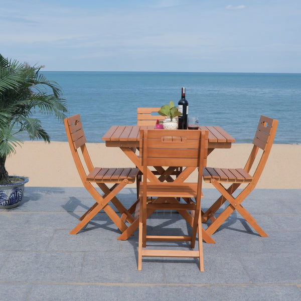 Safavieh KRESLER Natural Eucalyptus Folding Table - Stylish, Lightweight & Compact for Outdoor Living Spaces PAT7058A