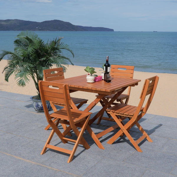 Safavieh KRESLER Natural Eucalyptus Folding Table - Stylish, Lightweight & Compact for Outdoor Living Spaces PAT7058A
