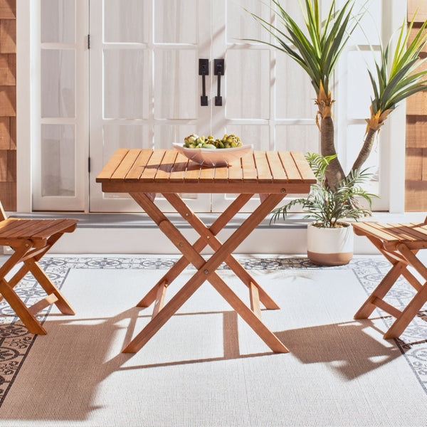 Safavieh KRESLER Natural Eucalyptus Folding Table - Stylish, Lightweight & Compact for Outdoor Living Spaces PAT7058A