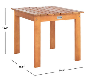 Safavieh RANDOR Outdoor Eucalyptus End Table - Elegant Natural Finish for Patios, Decks & Poolside Relaxation PAT7059A