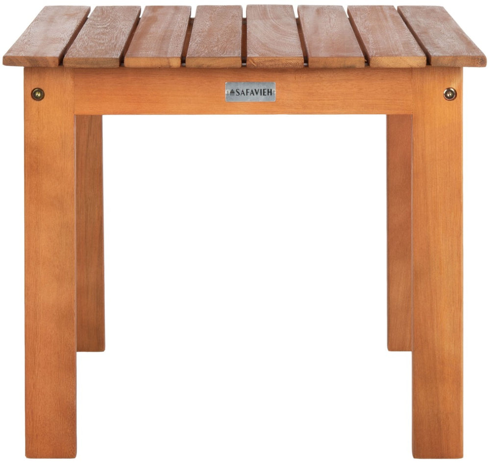 Safavieh RANDOR Outdoor Eucalyptus End Table - Elegant Natural Finish for Patios, Decks & Poolside Relaxation PAT7059A
