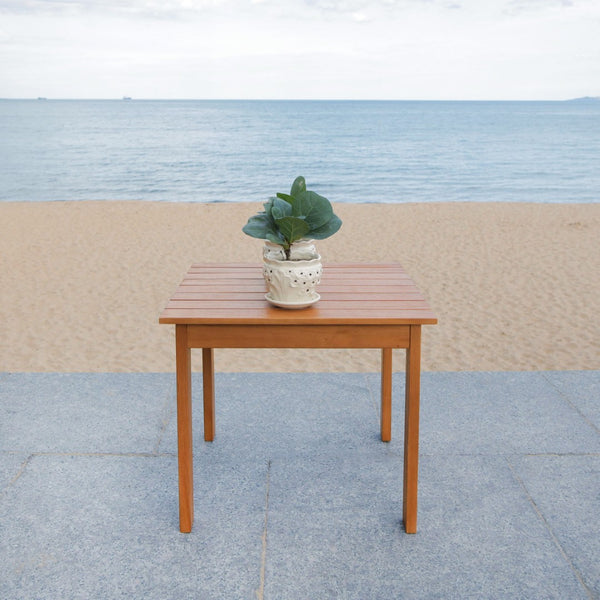 Safavieh RANDOR Outdoor Eucalyptus End Table - Elegant Natural Finish for Patios, Decks & Poolside Relaxation PAT7059A
