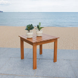 Safavieh RANDOR Outdoor Eucalyptus End Table - Elegant Natural Finish for Patios, Decks & Poolside Relaxation PAT7059A