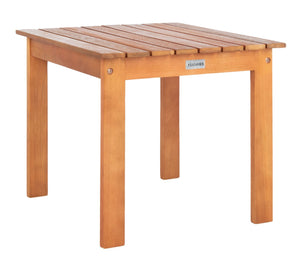 Safavieh RANDOR Outdoor Eucalyptus End Table - Elegant Natural Finish for Patios, Decks & Poolside Relaxation PAT7059A