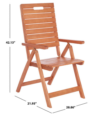 Safavieh RENCE Multi-Position Folding Chairs - Chic Eucalyptus Wood Design for Stylish Indoor & Outdoor Use PAT7060A-SET2