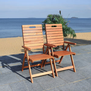 Safavieh RENCE Multi-Position Folding Chairs - Chic Eucalyptus Wood Design for Stylish Indoor & Outdoor Use PAT7060A-SET2