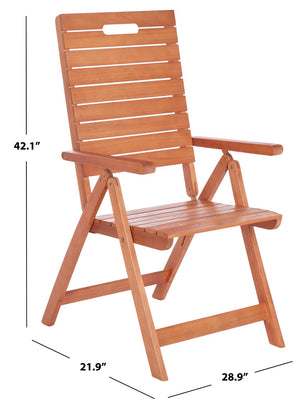 Safavieh RENCE Multi-Position Folding Chairs - Chic Eucalyptus Wood Design for Stylish Indoor & Outdoor Use PAT7060A-SET2