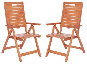 Safavieh RENCE Multi-Position Folding Chairs - Chic Eucalyptus Wood Design for Stylish Indoor & Outdoor Use PAT7060A-SET2