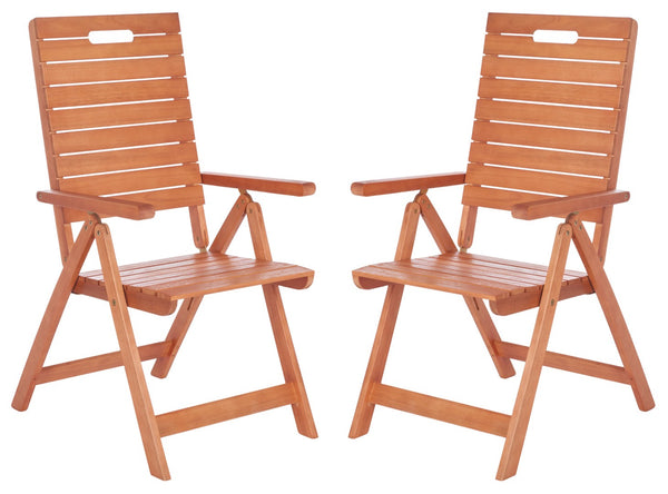 Safavieh RENCE Multi-Position Folding Chairs - Chic Eucalyptus Wood Design for Stylish Indoor & Outdoor Use PAT7060A-SET2