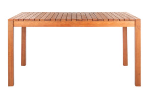 Safavieh DORES Outdoor Dining Table - Contemporary Eucalyptus Wood, Stylish Slat-Top Design for Al Fresco Dining PAT7061A
