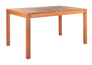 Safavieh DORES Outdoor Dining Table - Contemporary Eucalyptus Wood, Stylish Slat-Top Design for Al Fresco Dining PAT7061A