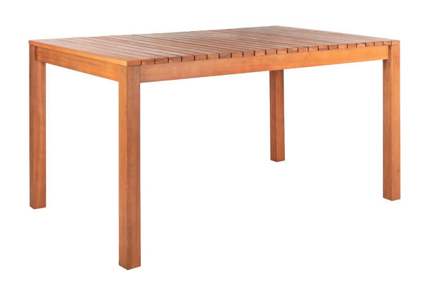 Safavieh DORES Outdoor Dining Table - Contemporary Eucalyptus Wood, Stylish Slat-Top Design for Al Fresco Dining PAT7061A
