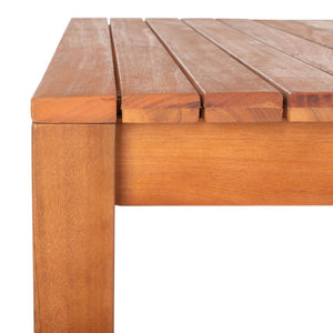 Safavieh DORES Outdoor Dining Table - Contemporary Eucalyptus Wood, Stylish Slat-Top Design for Al Fresco Dining PAT7061A