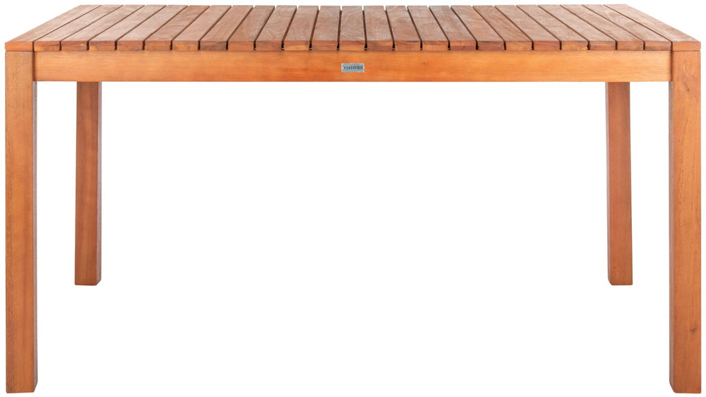 Safavieh DORES Outdoor Dining Table - Contemporary Eucalyptus Wood, Stylish Slat-Top Design for Al Fresco Dining PAT7061A