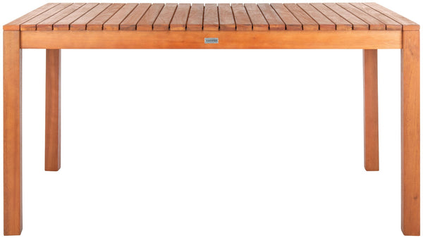 Safavieh DORES Outdoor Dining Table - Contemporary Eucalyptus Wood, Stylish Slat-Top Design for Al Fresco Dining PAT7061A