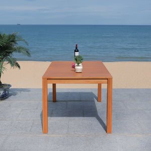 Safavieh DORES Outdoor Dining Table - Contemporary Eucalyptus Wood, Stylish Slat-Top Design for Al Fresco Dining PAT7061A
