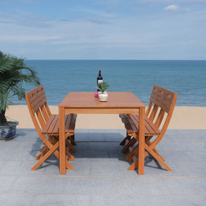 Safavieh DORES Outdoor Dining Table - Contemporary Eucalyptus Wood, Stylish Slat-Top Design for Al Fresco Dining PAT7061A