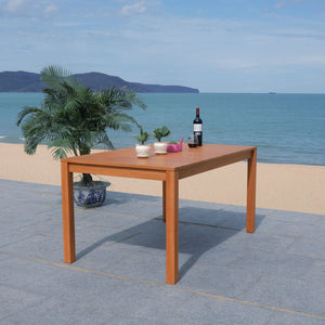 Safavieh DORES Outdoor Dining Table - Contemporary Eucalyptus Wood, Stylish Slat-Top Design for Al Fresco Dining PAT7061A