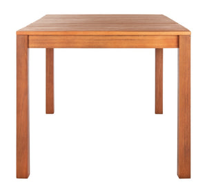 Safavieh DORES Outdoor Dining Table - Contemporary Eucalyptus Wood, Stylish Slat-Top Design for Al Fresco Dining PAT7061A