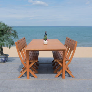 Safavieh MARSON Outdoor Dining Table - Expandable Natural Eucalyptus Wood for Stylish Gatherings & Entertaining PAT7062A