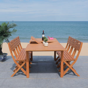 Safavieh MARSON Outdoor Dining Table - Expandable Natural Eucalyptus Wood for Stylish Gatherings & Entertaining PAT7062A