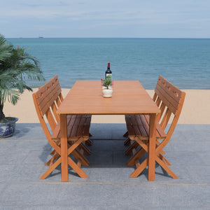 Safavieh MARSON Outdoor Dining Table - Expandable Natural Eucalyptus Wood for Stylish Gatherings & Entertaining PAT7062A