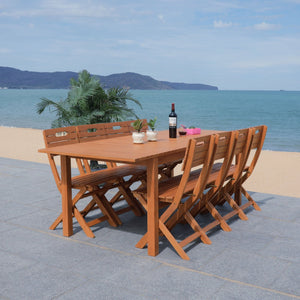 Safavieh MARSON Outdoor Dining Table - Expandable Natural Eucalyptus Wood for Stylish Gatherings & Entertaining PAT7062A