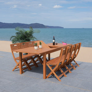 Safavieh MARSON Outdoor Dining Table - Expandable Natural Eucalyptus Wood for Stylish Gatherings & Entertaining PAT7062A