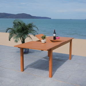 Safavieh MARSON Outdoor Dining Table - Expandable Natural Eucalyptus Wood for Stylish Gatherings & Entertaining PAT7062A