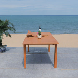 Safavieh MARSON Outdoor Dining Table - Expandable Natural Eucalyptus Wood for Stylish Gatherings & Entertaining PAT7062A