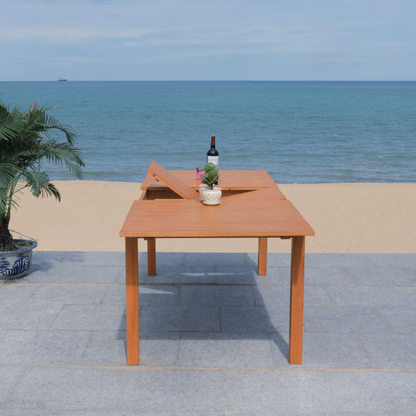Safavieh MARSON Outdoor Dining Table - Expandable Natural Eucalyptus Wood for Stylish Gatherings & Entertaining PAT7062A