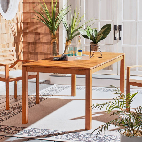 Safavieh MARSON Outdoor Dining Table - Expandable Natural Eucalyptus Wood for Stylish Gatherings & Entertaining PAT7062A