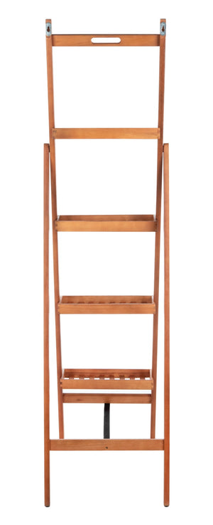 Safavieh GRENTON 4-Tier Folding Shelf - Natural Wood Finish for Versatile Indoor/Outdoor Storage & Display PAT7063A