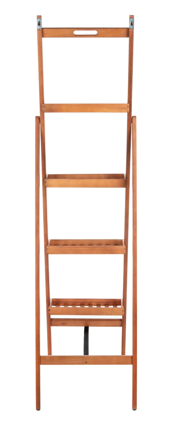 Safavieh GRENTON 4-Tier Folding Shelf - Natural Wood Finish for Versatile Indoor/Outdoor Storage & Display PAT7063A