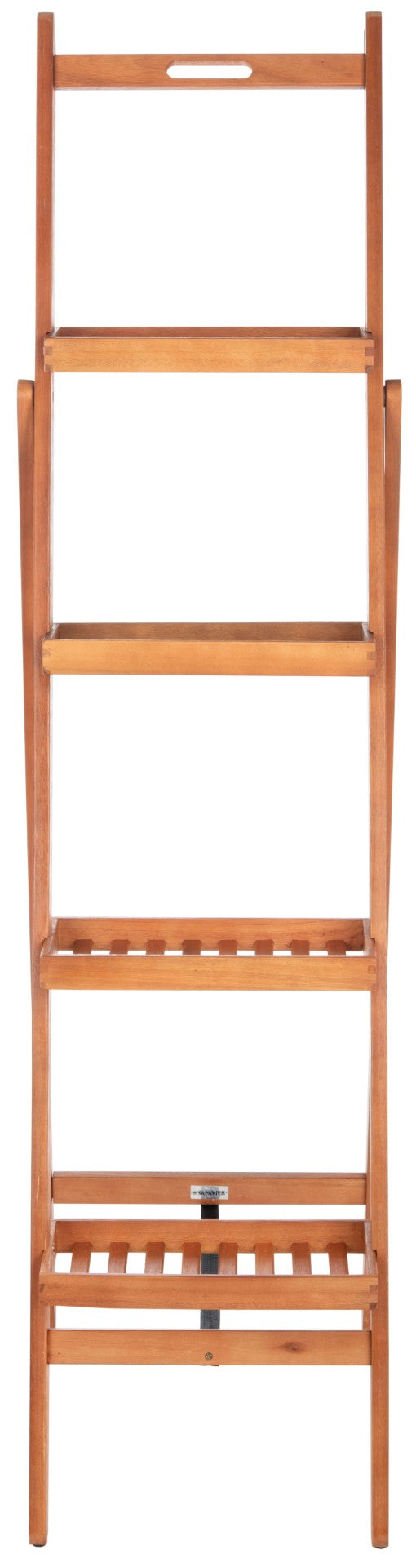Safavieh GRENTON 4-Tier Folding Shelf - Natural Wood Finish for Versatile Indoor/Outdoor Storage & Display PAT7063A