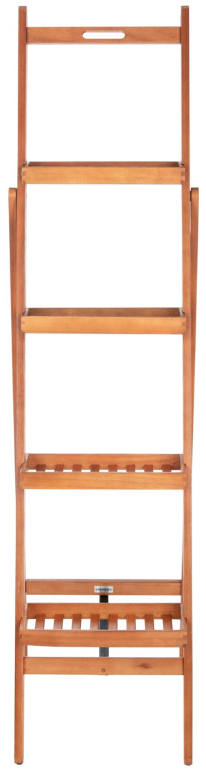 Safavieh GRENTON 4-Tier Folding Shelf - Natural Wood Finish for Versatile Indoor/Outdoor Storage & Display PAT7063A