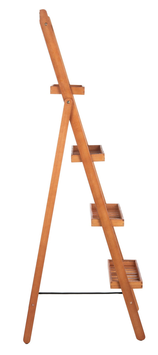 Safavieh GRENTON 4-Tier Folding Shelf - Natural Wood Finish for Versatile Indoor/Outdoor Storage & Display PAT7063A