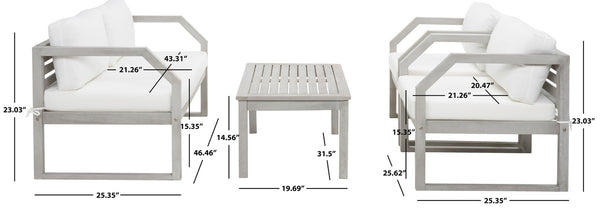 Safavieh Dren 4 Piece Living Set XII23 Grey / Beige  Galvanized Steel PAT7067B