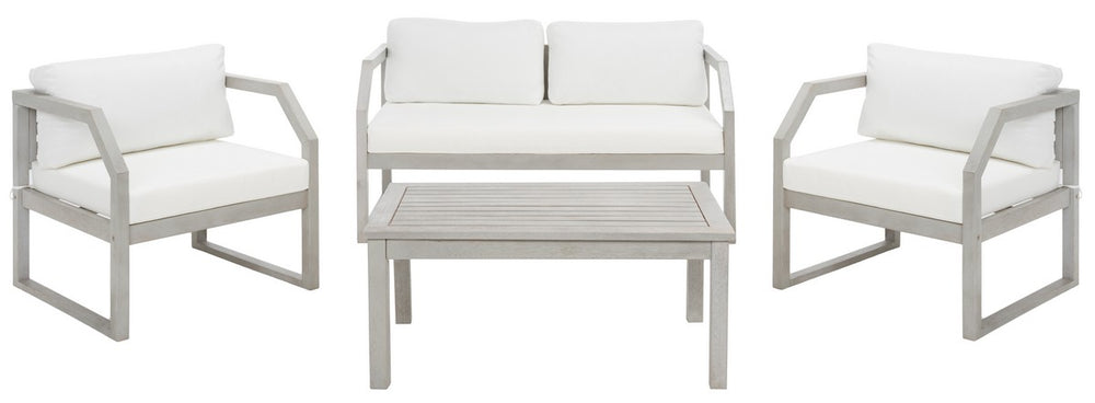 Safavieh Dren 4 Piece Living Set XII23 Grey / Beige  Galvanized Steel PAT7067B