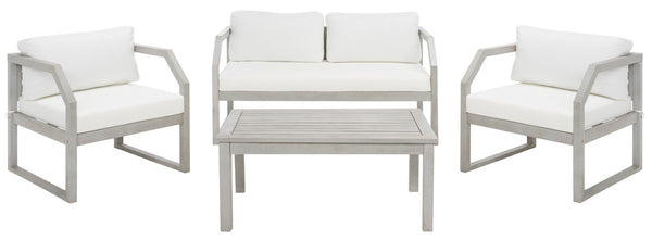 Safavieh Dren 4 Piece Living Set XII23 Grey / Beige  Galvanized Steel PAT7067B