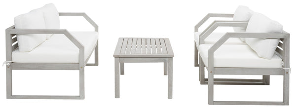 Safavieh Dren 4 Piece Living Set XII23 Grey / Beige  Galvanized Steel PAT7067B