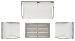 Safavieh Dren 4 Piece Living Set XII23 Grey / Beige  Galvanized Steel PAT7067B