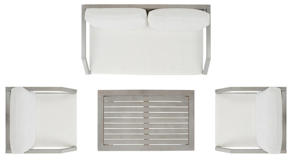 Safavieh Dren 4 Piece Living Set XII23 Grey / Beige  Galvanized Steel PAT7067B