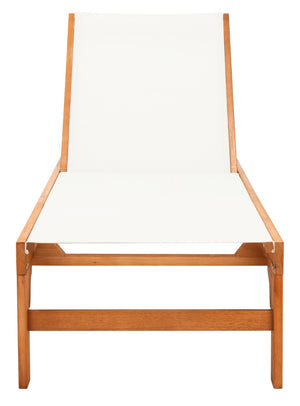 Safavieh RALDEN Outdoor Sun Lounger - Stylish Eucalyptus Frame with Chic Fabric for Ultimate Relaxation & Comfort Natural / Beige PAT7070A