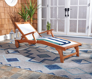 Safavieh KAMSON Deluxe Sun Lounger - Stylish Eucalyptus Wood Frame for Ultimate Outdoor Comfort and Relaxation Natural / Beige PAT7071A
