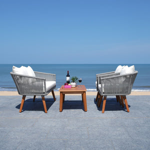 Safavieh Velso 4 Piece Living Set Grey Rope/Beige Cushion/Natural Legs PAT7072A